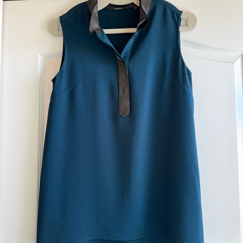 Elie Tahari Sleeveless Teal Top with Black Accents